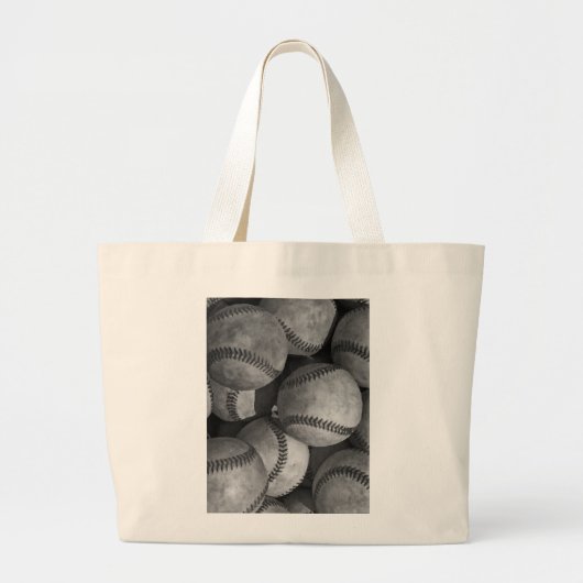 Zwart-wit honkbal grote tote bag (Voorkant)