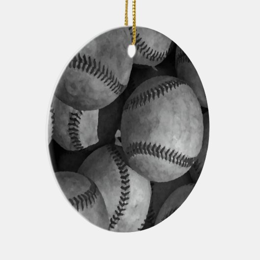 Zwart-wit honkbal keramisch ornament (Rechts)