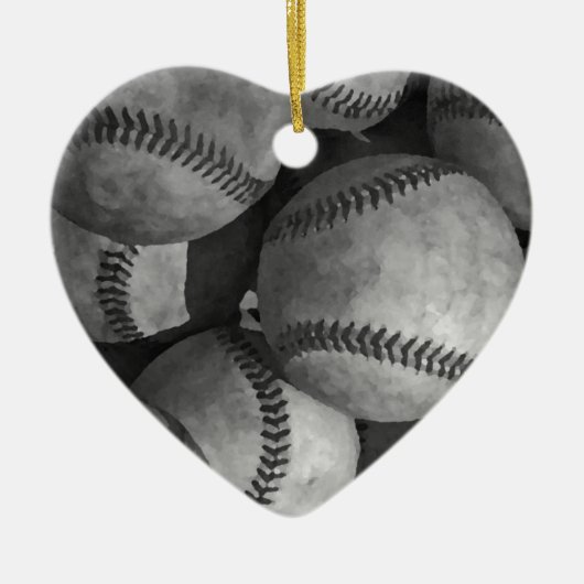 Zwart-wit honkbal keramisch ornament (Voorkant)