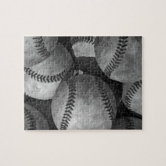 Zwart-wit honkbal legpuzzel (Horizontaal)