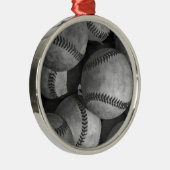 Zwart-wit honkbal metalen ornament (Rechts)