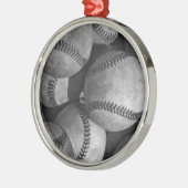 Zwart-wit honkbal metalen ornament (Links)