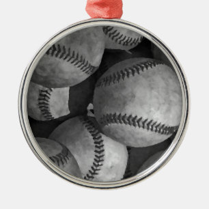 Zwart-wit honkbal metalen ornament