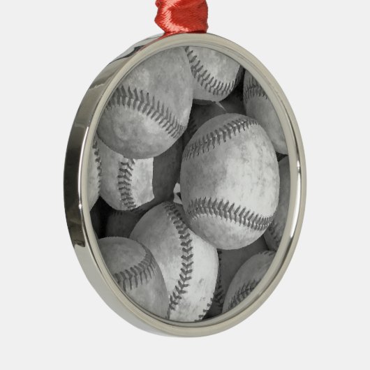 Zwart-wit honkbal metalen ornament (Rechts)