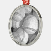 Zwart-wit honkbal metalen ornament (Links)