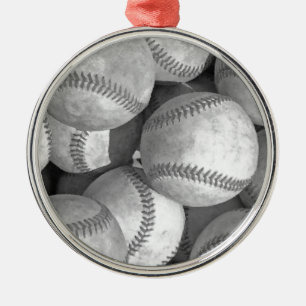 Zwart-wit honkbal metalen ornament