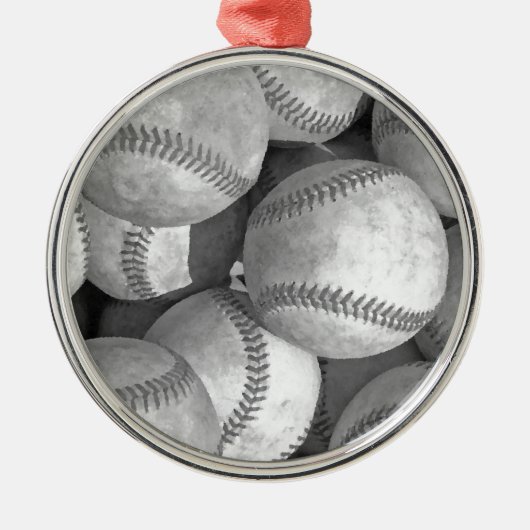 Zwart-wit honkbal metalen ornament (Voorkant)