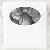 Zwart-wit honkbal ovale sticker (Tas)