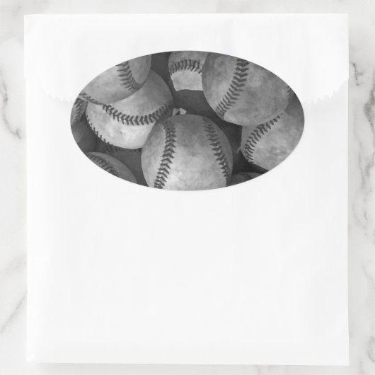 Zwart-wit honkbal ovale sticker (Tas)