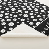 Zwart-wit honkbal patroon gepersonaliseerd sherpa deken (3/4)