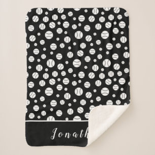 Zwart-wit honkbal patroon gepersonaliseerd sherpa deken