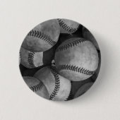 Zwart-wit honkbal ronde button 5,7 cm (Voorkant)