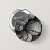 Zwart-wit honkbal ronde button 5,7 cm (Voorkant /achterkant)