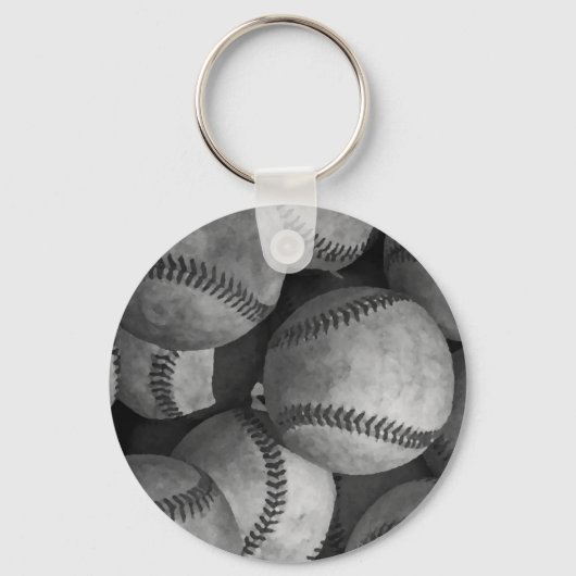 Zwart-wit honkbal sleutelhanger (Voorkant)