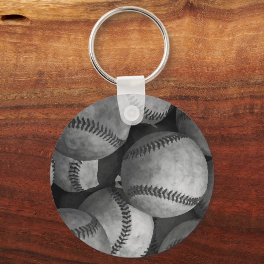 Zwart-wit honkbal sleutelhanger (Voorkant)