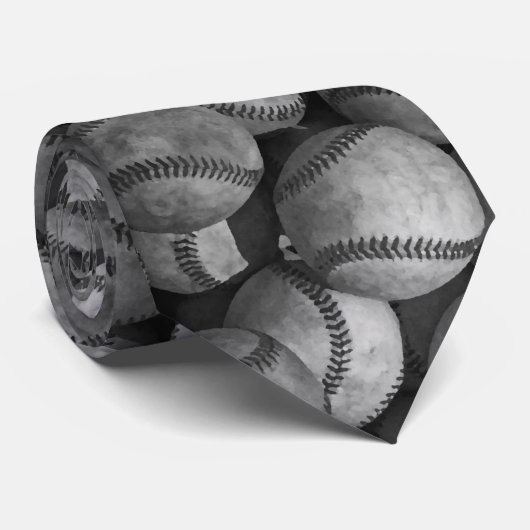 Zwart-wit honkbal Stropdas (Opgerold)