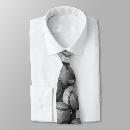 Zwart-wit honkbal stropdas (Gebonden)