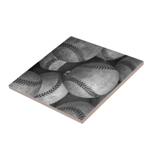 Zwart-wit honkbal tegeltje (Zijkant)