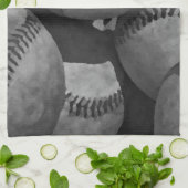 Zwart-wit honkbal theedoek (Gevouwen)