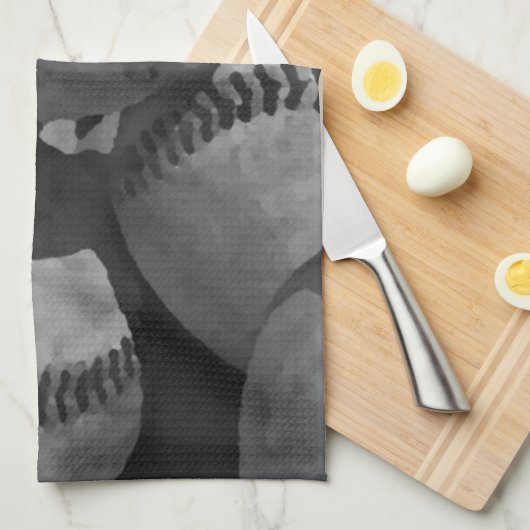 Zwart-wit honkbal theedoek (Quarter Fold)