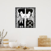 Zwart-wit-hoofddekommaherensilhouettes Poster (Keuken)