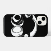 Zwart & Wit Hoofdtelefoon Silhouet iPhone Hoesje (Achterkant horizontaal)