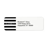 Zwart wit horizontaal preppy stripe Name Monogram Etiket (Voorkant)