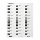Zwart wit horizontaal preppy stripe Name Monogram Etiket (Full Sheet)