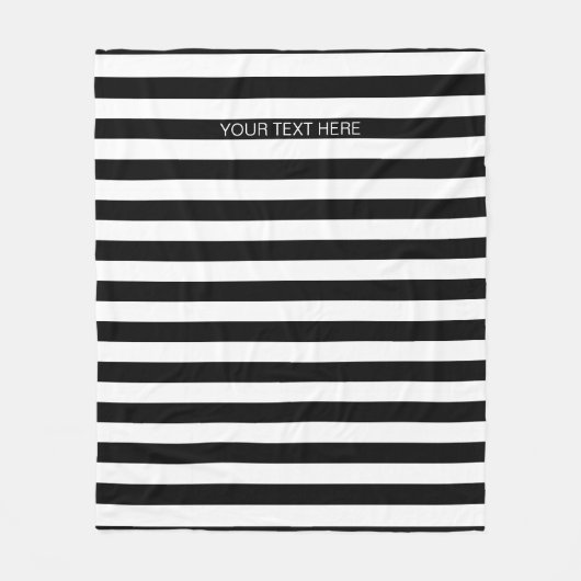 Zwart wit horizontaal preppy stripe Name Monogram Fleece Deken (Voorkant)