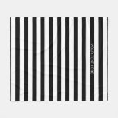 Zwart wit horizontaal preppy stripe Name Monogram Fleece Deken (Voorkant (Horizontaal))