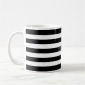 Zwart wit horizontaal preppy stripe Name Monogram Koffiemok (Links)