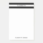 Zwart wit horizontaal preppy stripe Name Monogram Post-it® Notes (Voorkant)