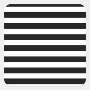 Zwart-wit horizontaal Stripes Zebra Pattern Retro Vierkante Sticker