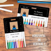 Zwart-wit horizontale lerarenbadge met potloden badge