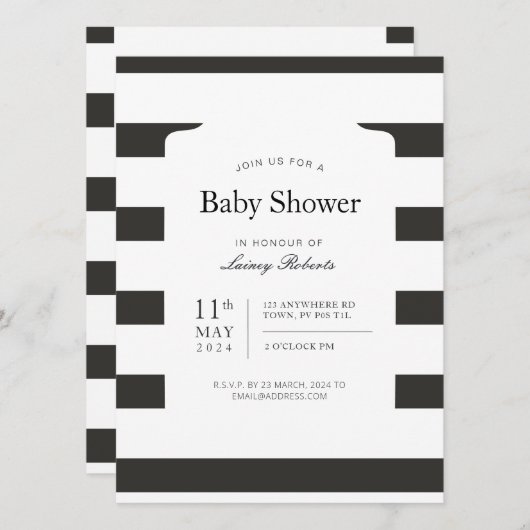  zwart-wit horizontale streepdouche kaart (Voorkant / Achterkant)