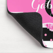 Zwart-wit horizontale strepen Bloemmonogram Muismat (Hoek)