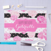 Zwart-wit horizontale strepen Bloemmonogram Tissuepapier (Craft)