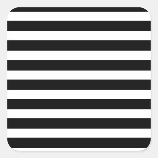 Zwart Wit Horizontale Strepen Zebra Patroon Retro Vierkante Sticker (Voorkant)