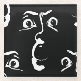 zwart-wit horror gezicht glazen onderzetter