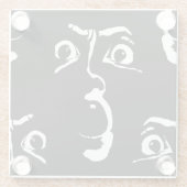 zwart-wit horror gezicht glazen onderzetter (Achterkant)