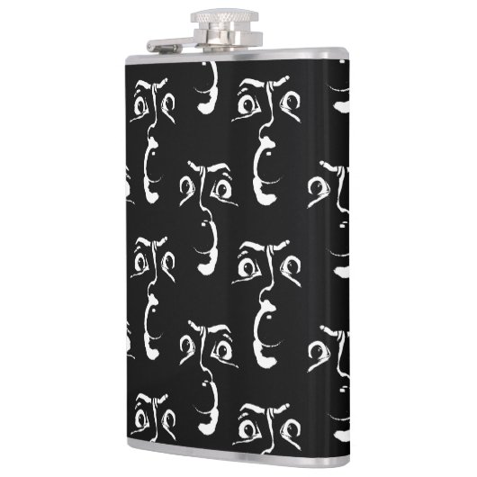 zwart-wit horror gezicht heupfles (Links)