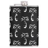 zwart-wit horror gezicht heupfles (Voorkant)