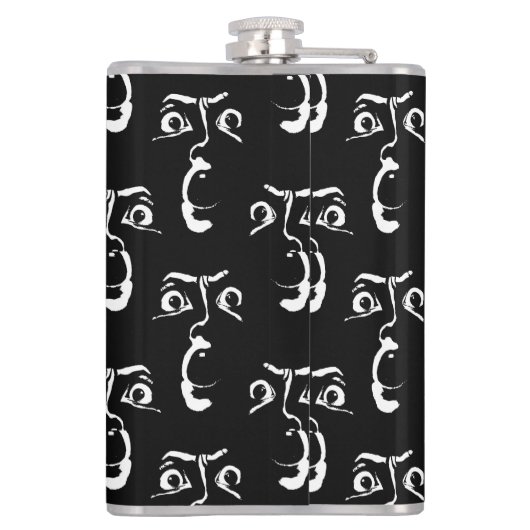 zwart-wit horror gezicht heupfles (Achterkant)