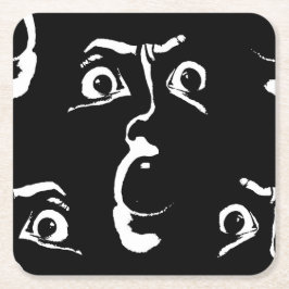 zwart-wit horror gezicht kartonnen onderzetters