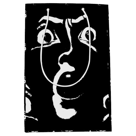 zwart-wit horror gezicht medium cadeauzakje (Voorkant)
