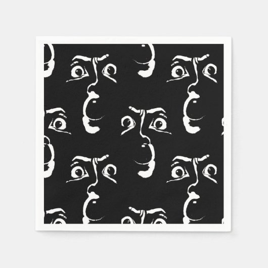 zwart-wit horror gezicht servet (Voorkant)