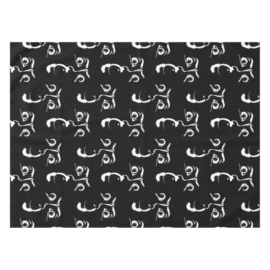 zwart-wit horror gezicht tafelkleed (Voorkant (Horizontaal))