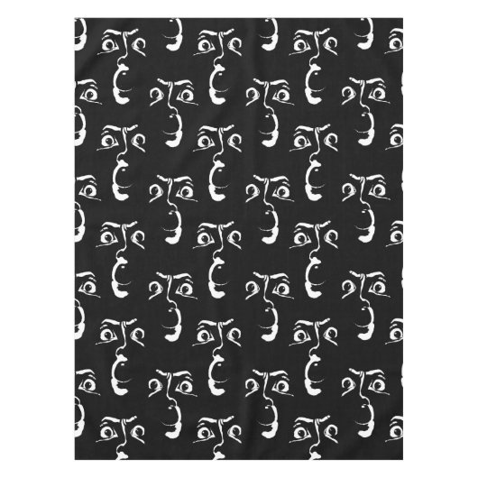 zwart-wit horror gezicht tafelkleed (Voorkant)