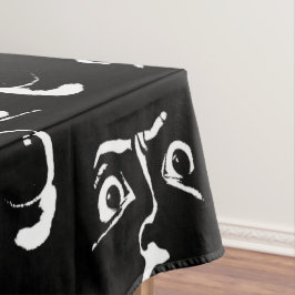 zwart-wit horror gezicht tafelkleed