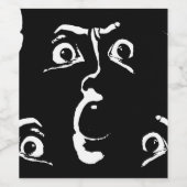 zwart-wit horror gezicht wijn etiket (Enkel label)